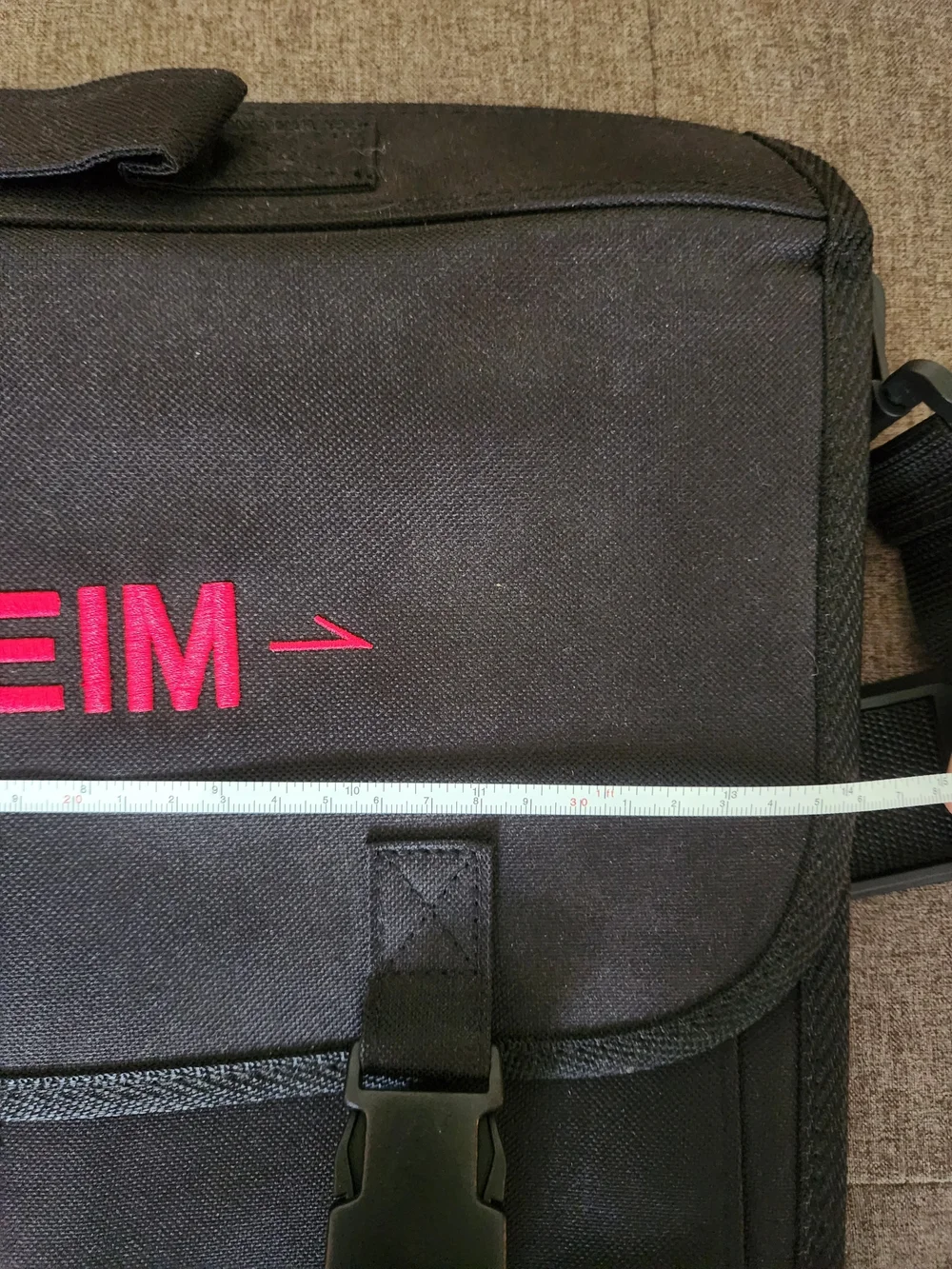 Black Shoulder Bag with Red Logo
